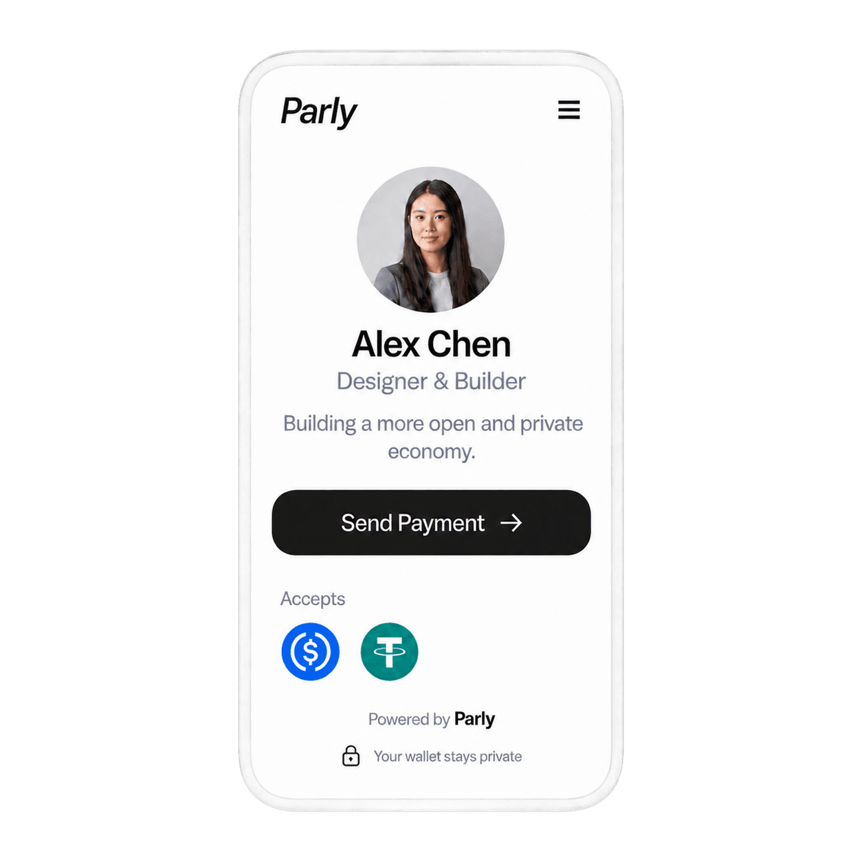 Parly Profile payment page